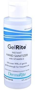 Dermarite Gelrite Instant Antiseptic Hand Sanitizer 4 Ounce - Case of 24 - Model 00104 by Gel Rite