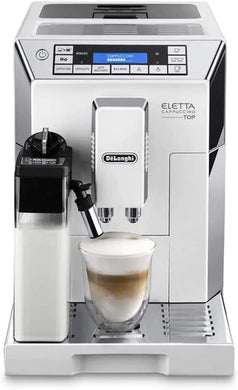 Delonghi super-automatic espresso coffee machine - with an adjustable silent ceramic grinder, double boiler, milk frother for brewing espresso, cappuccino, latte & macchiato, Eletta ECAM 45760